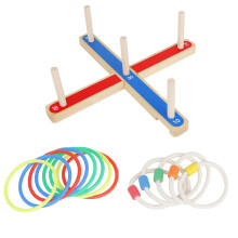 2Ensembles Anneaux À Lancer Bois Et Plastique Jouet Educatif Enfants