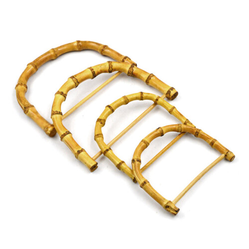 6Pcs Half Round Bamboo Handles for DIY Handmade Beige Bag Replacement 2