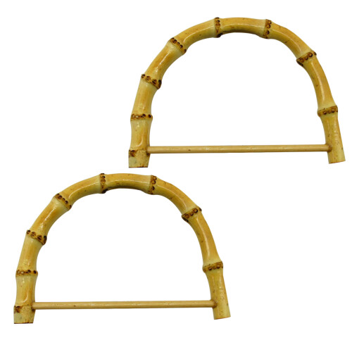6Pcs Half Round Bamboo Handles for DIY Handmade Beige Bag Replacement 1