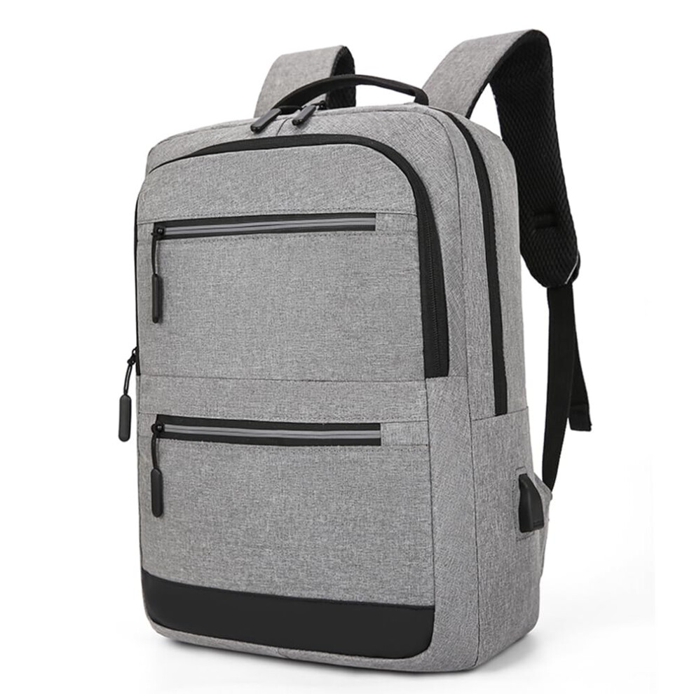 15.6Inch Laptop Computer And Tablet Backpack Waterresistant Oxford Fabric Loadreducing Shoulder Strap Grey 9426802529869