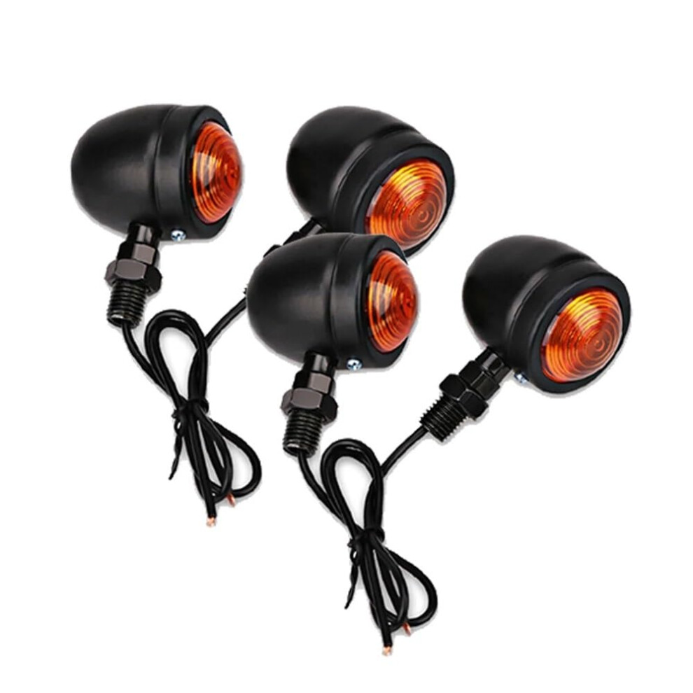4Pcs Universal Motorcycle Led Turn Signals For Cafe Racer Harley, Durable Aluminium, 12V Black 9347817127713