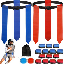Flag Football Belt, 14 Players, Adjustable Flag, Football Set with 42 Flags, 8 Cones