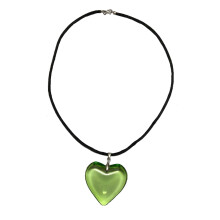 Punk schwarze Seilkette Glas Herz Anhänger Halsband-Grün