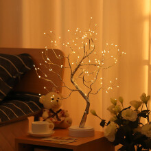 Multifunction Remote Control Sparkly Tabletop Bonsai Tree Light, Diy Artificial Twinkling Tree Lamp For Bedroom Desktop, Warm White Fairy Light
