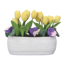Miniatyr blomsterkurv til dukkehusdekorasjon, kunstig grønnsaksornament med realistisk design, miniatyrbonsai-dekor egnet for