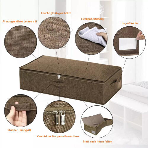 Underbed Storage Solution, Sturdy Structure Ultra Thick Fabric Zipper Lid Container For Multi-purpose Use, Breathable Moisture-proof And Strong, 1