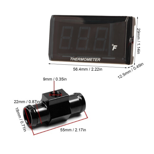 Waterproof Motorcycle Water Temp Sensor LCD Display DC12V Green 2