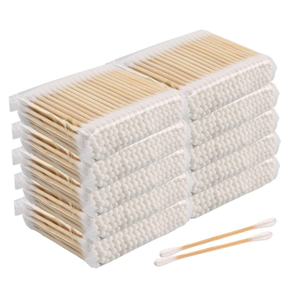 Eco Cotton Buds, 1000 Pcs, 100% Biodegradable Organic Cotton Wool Swabs, Sustainable Wooden Eco-Friendly Ear Sticks (White) White Sanrf