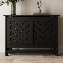 HEATSYNC® Radiator Cover Black Chevron Cabinet Medium (W: 111.5cm / H: 81.5cm / D: 21cm)