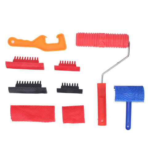 Wood Grain Pattern Painting Roller Kit for Wall Decoration, ABS & Rubber 1