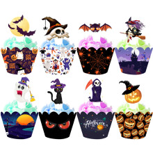 Bakaccessoires voor feestartikelen, cupcakeversieringen en -wikkels met Halloween-thema.