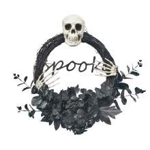 Gotische Girlanden-Dekoration, einzigartiges Design: Weinrebenkranz mit Skelett, ideales Geschenk für Halloween, robuster Kranz mit Weinrebenbasis,