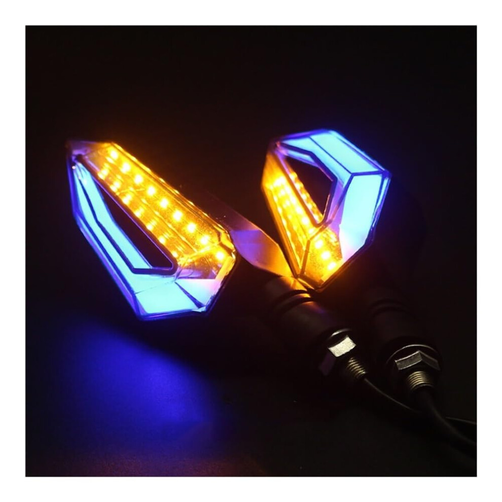2Pcs Waterproof Led Motorcycle Turn Signal Lights With Brightness Indicators Blue 9382693794642
