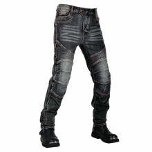 Men's Motorcycle Trousers with Protectors Jeans Biker Trousers Equipment for Bicycle and Motocross XS Black