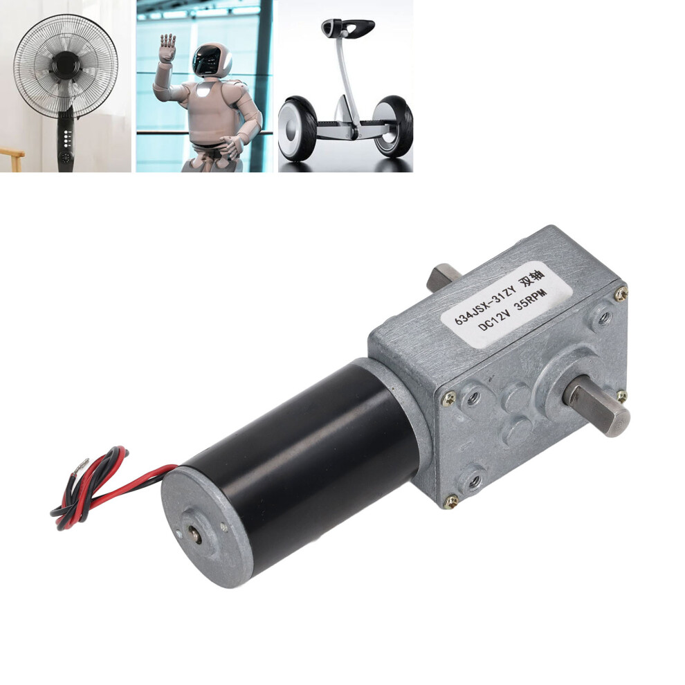 12V Dual Shaft Worm Gear Motor 35Rpm Self Locking Cw Ccw 9361371719344