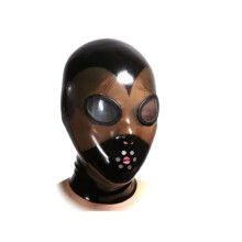 Latex Hood with Breathing Hole Black Rubber Mask for Cosplay Party Custom Fit 0.4mm M Transparent Brown