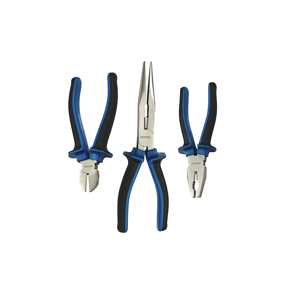 Faithfull 3-Piece Plier Set (Combination, Diagonal Cutting & Long Nose)