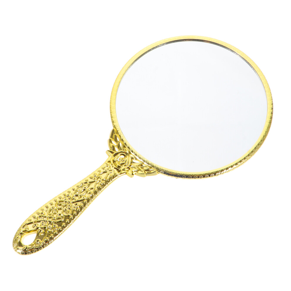 Happyyami 2Pcs Retro Handle Mirror Portable Women Makeup Mirror Carry Handheld