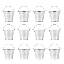 24Pcs Small Metal Buckets Silver Mini Pails with Handles for Storage