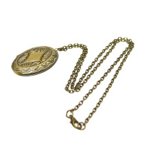2Pcs Oval Pendant Necklace With Carved Flowers Jewelry Gift