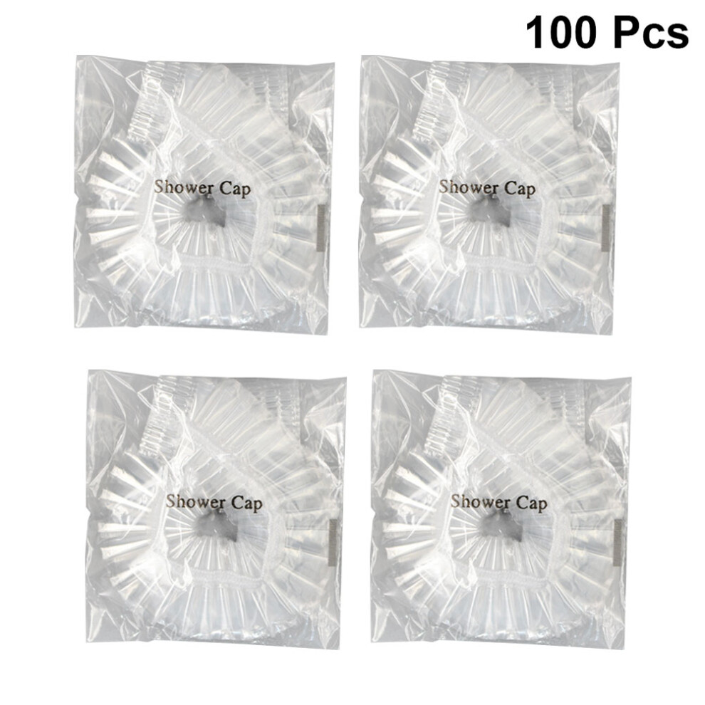Ohphcall 100Pcs Disposable Waterproof Shower Caps Elastic Plastic For Home