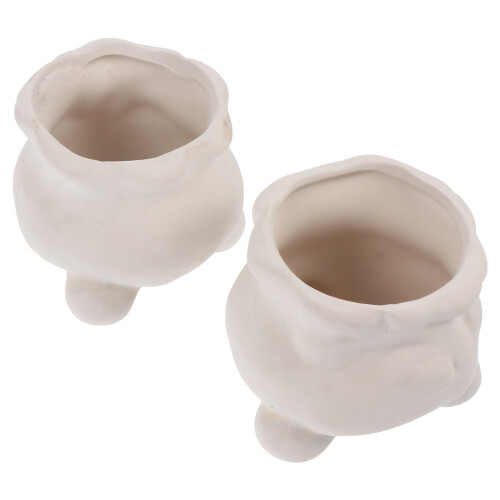 4 Pcs Diy Ceramic Flowerpots Paintable Graffiti Planters For Kids 2