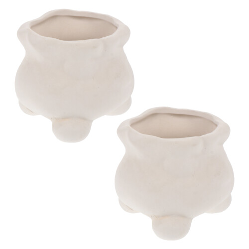 4 Pcs Diy Ceramic Flowerpots Paintable Graffiti Planters For Kids