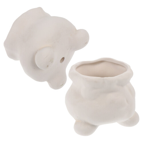 4 Pcs Diy Ceramic Flowerpots Paintable Graffiti Planters For Kids 1