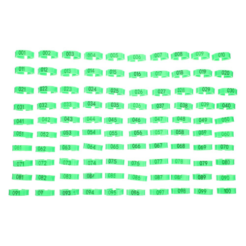 200 Pcs Numbered Chicken Foot Identification Bands Green