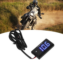 Universal LCD Motorcycle Voltmeter DC12V Waterproof Blue 57x27x11mm