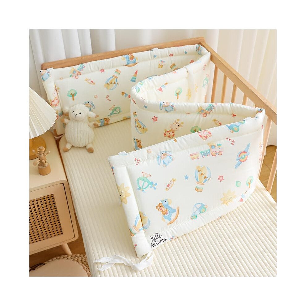 Breathable Baby Crib Bumper Set with AntiCollision Protection and Soft Cotton Padding 240x28cm