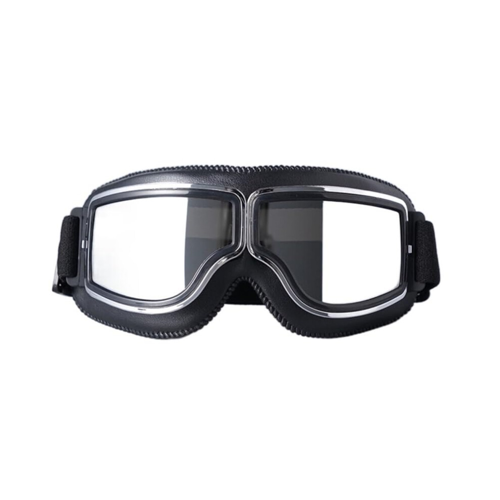 Motorcycle Goggles Fogproof Wide Vision Retro Pilot Style Helmet Compatible 21 Black 9426802518184