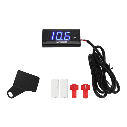 Universal LCD Motorcycle Voltmeter DC12V Waterproof Blue 57x27x11mm 1
