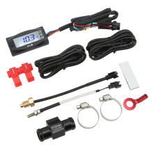 4-in-1 Motorcycle LCD Thermometer with Voltage, Time & Water Temp, Blue Backlight, DC12V