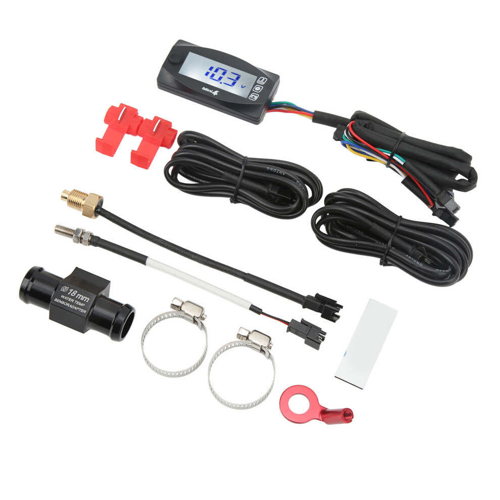 4-In-1 Digital Motorcycle Thermometer Lcd Water Voltage Time Gauge,Dc12v 9471371751432