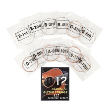 Acoustic guitar strings, folk guitar, phosphor bronze wire, musical instrument accessories, easy to use, 12 pieces