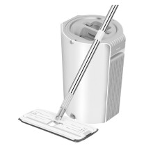 Spin Mop and Bucket Set with Stainless Steel Handle, Dual Chamber, Wet Dry Microfiber Pads for Floors