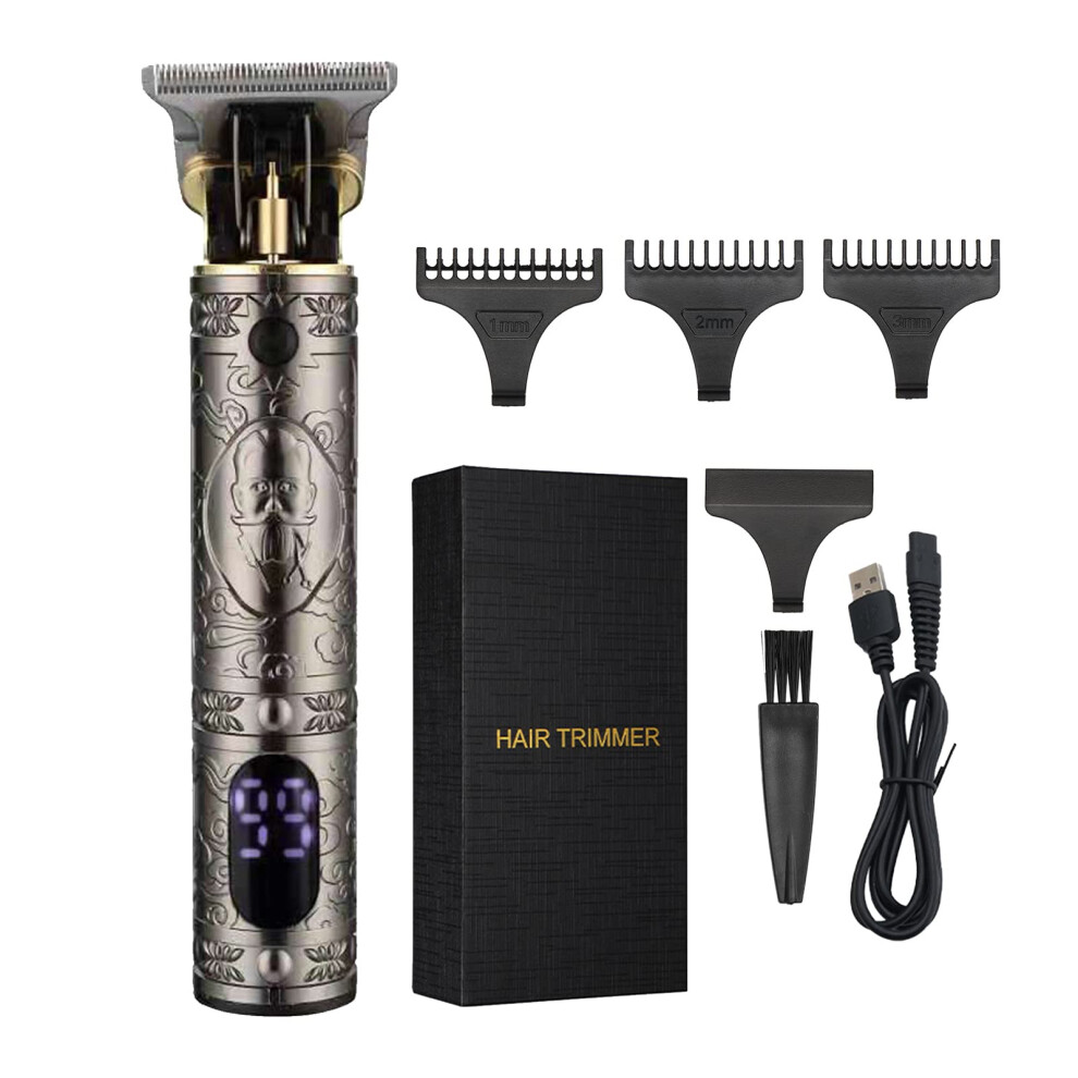 Men's Professional Electric Hair Clipper Cordless USB Rechargeable LCD Display TBlade Hair Trimmer 4 Guide Combs