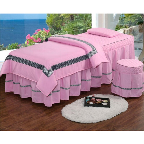 Massage table sheets, cover, bed cover, 4piece set, soft, pink (60*180cm)