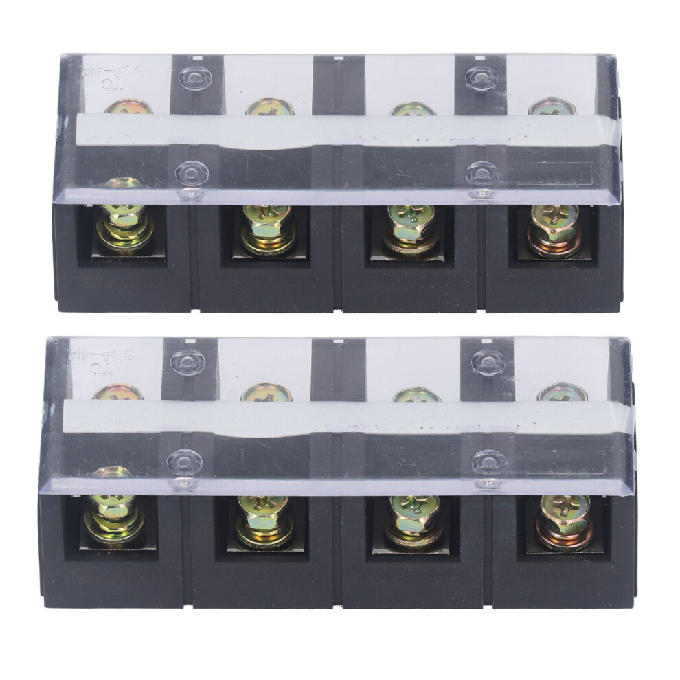 4 Position Dual Row Terminal Block 600V 60A Screw Terminal With Cover 2Pcs 9381371727491
