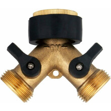 Raccord en laiton massif pour tuyau d'arrosage, connecteur robuste à 2 voies, poignées ergonomiques, écologique, longue durée de vie sans