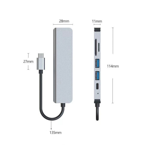 Προσαρμογέας πολλαπλών θυρών USB C Hub, USB C Hub με δυνατότητα Plug and Play, Υποστήριξη 1