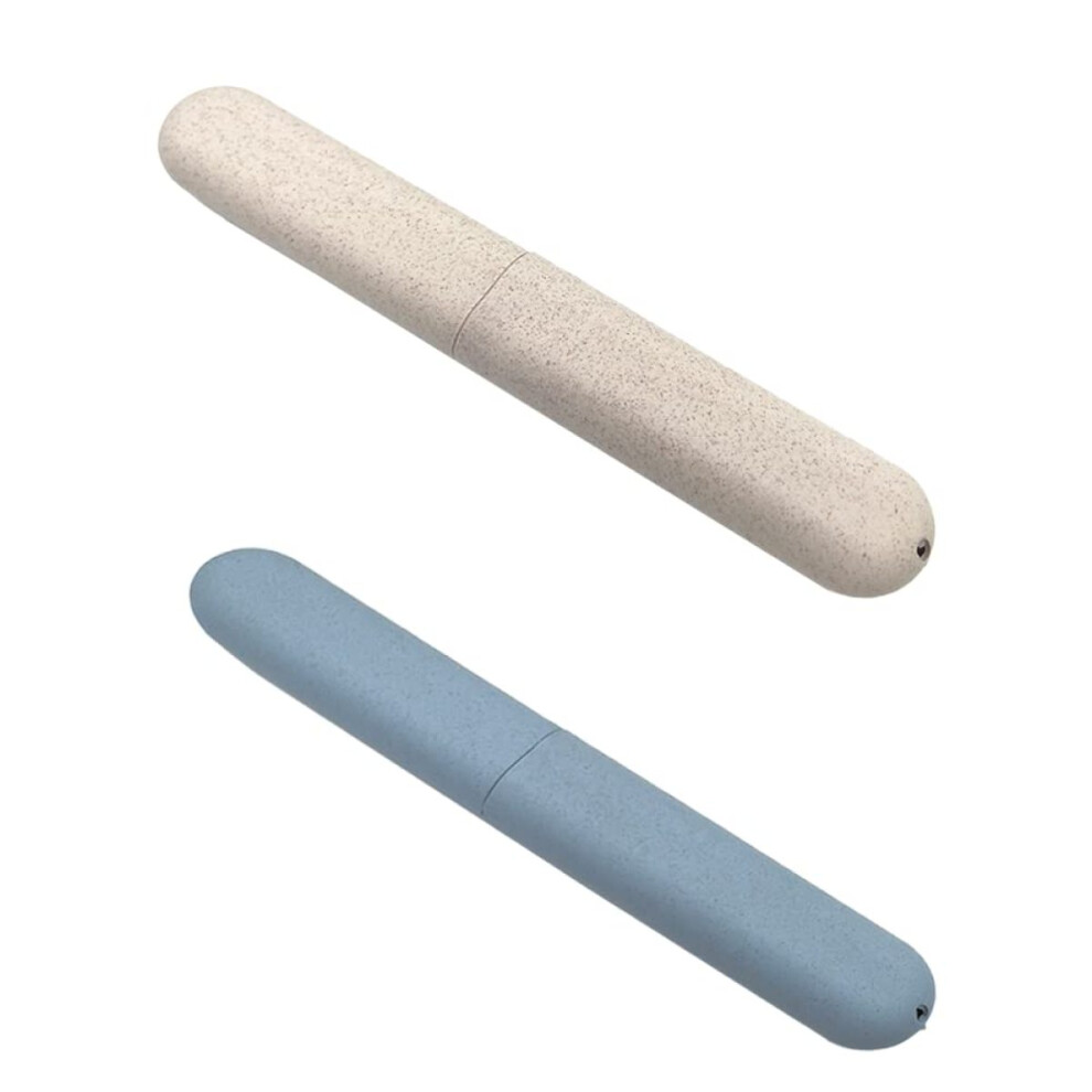 Portable Travel Toothbrush Case, Nature Wheat Straw and PP Storage Box with High Quality Material for Slow Dry and Hygiene, Breathable and