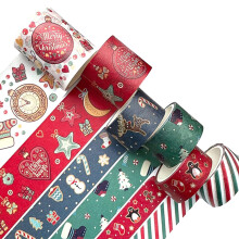Christmas Elements Washi Tape, Easy to Tear Multipurpose Tape for Scrapbooking, Decorating, and Crafting (6 Rolls Assorted)