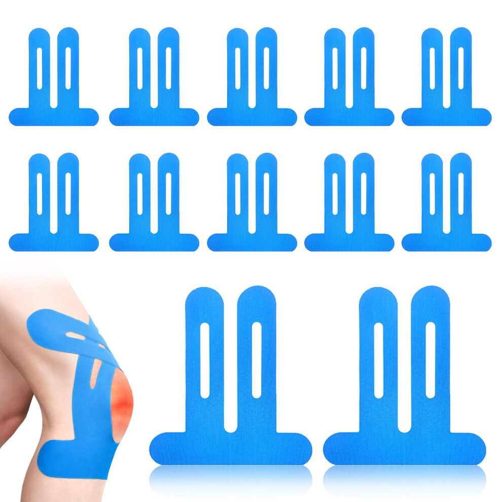 Blue Precut Kinesiology Tape For Knee, Elastic Physio Tape For Knee Pain Relief, Waterproof (Blue)