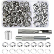 Kit completo de reparación de lonas, 100 juegos de ojales plateados de 12 mm, herramienta para colocar ojales, mandril antideslizante, fácil