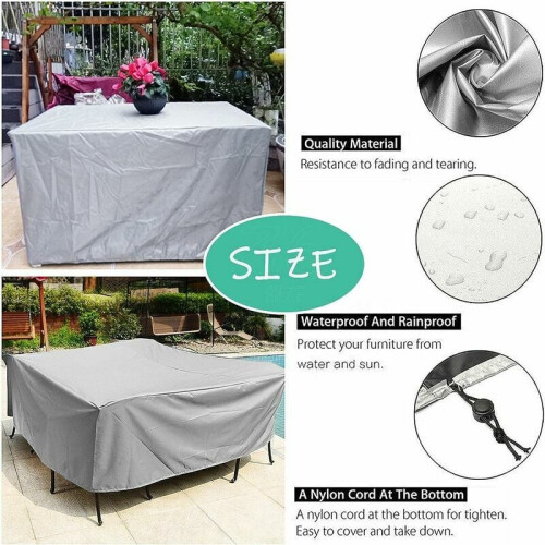 Capa para móveis de exterior, proteção completa com tecido Oxford resistente e material com base em PVC, cor prata, perfeita para diversos tipos 2