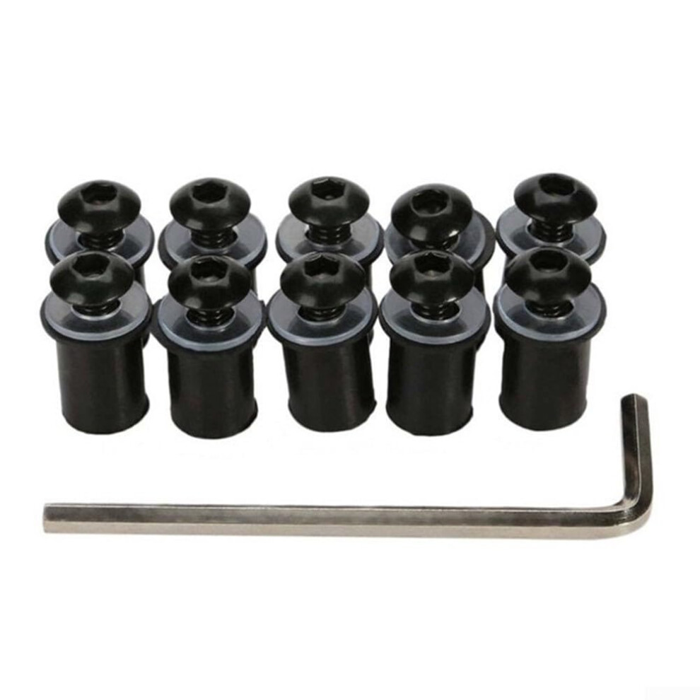 Motorcycle Windshield Bolts And Screws 10Pcs Aluminum Alloy Rustproof For Body Fairing (Black) Black 9426802522570