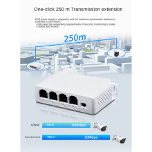 3X Extensor PoE de 1 una 3 Puertos Repetidor Poe 10/100M IEEE802.3Af para Extensor de TransmisióN IP para CáMara IP NVR con Conmutador POE
