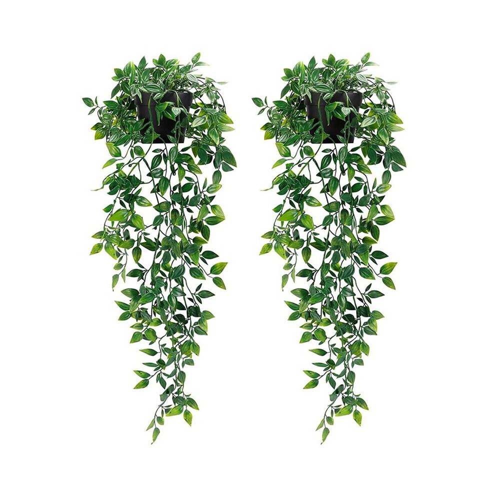 2 Pack Artificial Hanging Plants Fake Potted Plants for Indoor Outdoor Shelf Wall Decor
